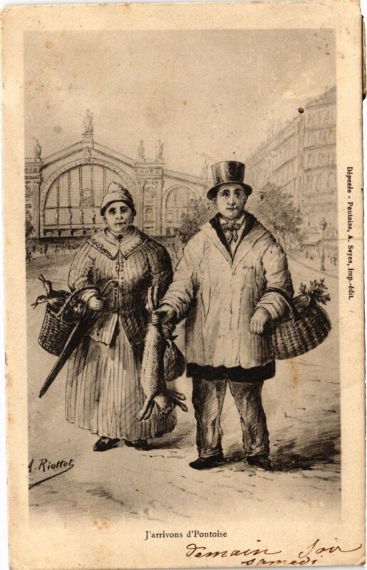 Carte postale ancienne Pontoise - J'arrivons d'Pontoise à Pontoise