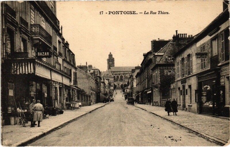 Carte postale ancienne Pontoise - La Rue Thiers à Pontoise