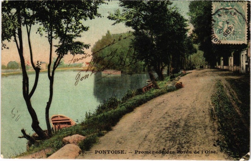 Carte postale ancienne Pontoise - Promenade des bords de l'Oise à Pontoise