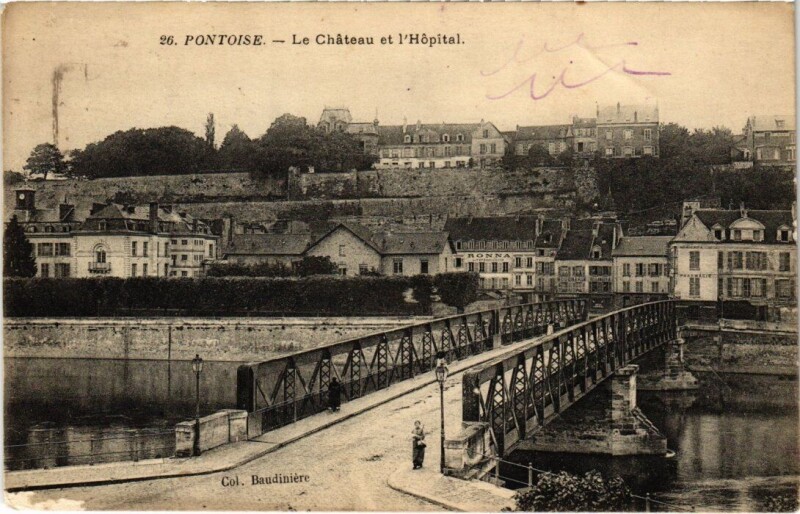 Carte postale ancienne Pontoise - Le Chateau et l'Hopital à Pontoise