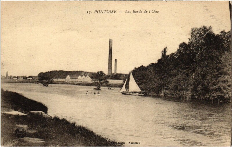 Carte postale ancienne Pontoise - Les bords de l'Oise à Pontoise