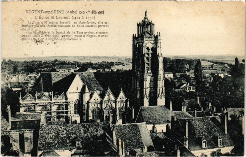 Carte postale ancienne Nogent-sur-Seine - Eglise Saint- Laurent à Nogent-sur-Seine