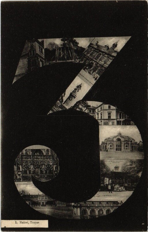 Carte postale ancienne Troyes - Collage dans 3 à Troyes