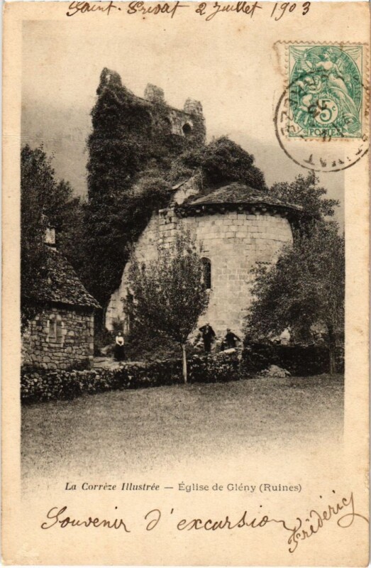 Carte postale ancienne Eglise de Gleny - Ruines