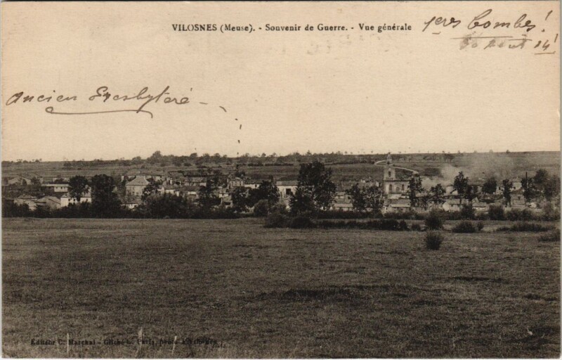 Carte postale ancienne Vilosnes - Souvenir de Guerre - Vue générale
