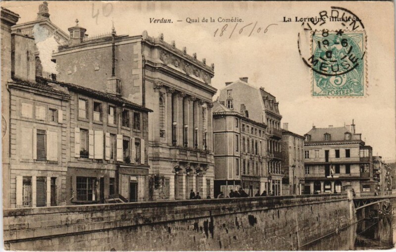 Carte postale ancienne Verdun - Quai de la comedie à Verdun