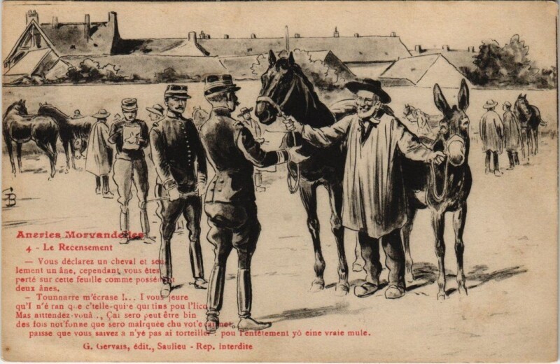 Carte postale ancienne Aneries Morvandelles - Le recensement