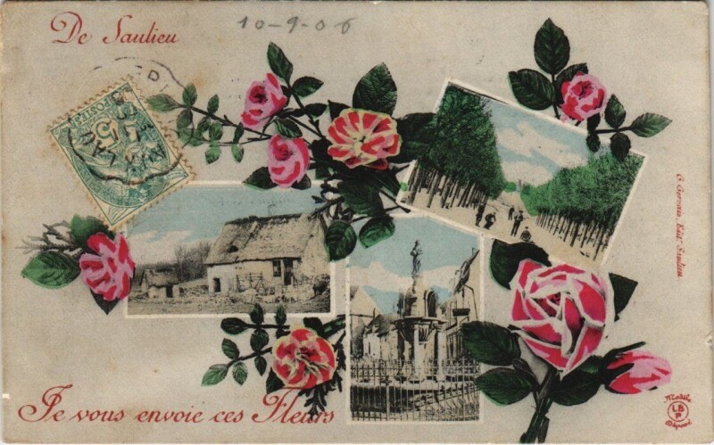 Carte postale ancienne Saulieu - Les felurs collage à Saulieu