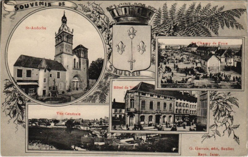 Carte postale ancienne Saulieu - Souvenir collage à Saulieu
