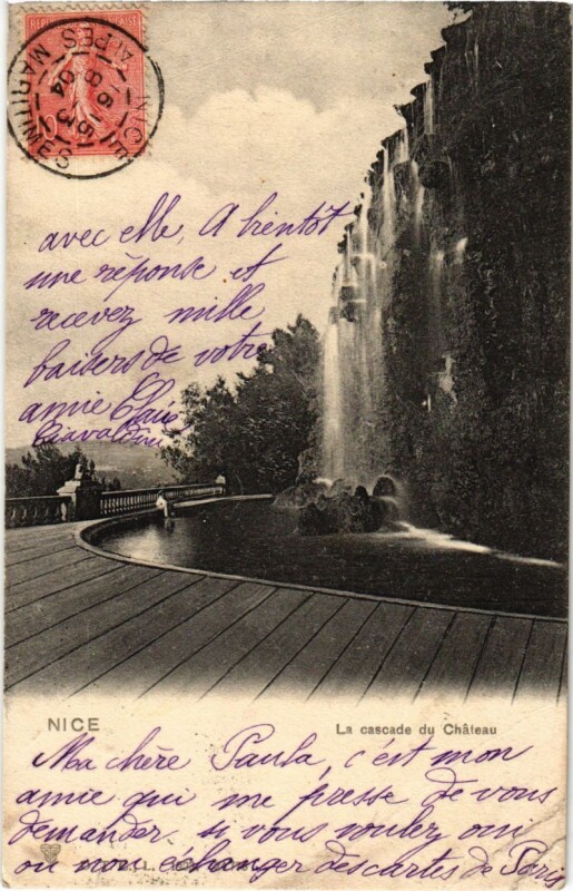 Carte postale ancienne Nice- La Cascade du Chateau France