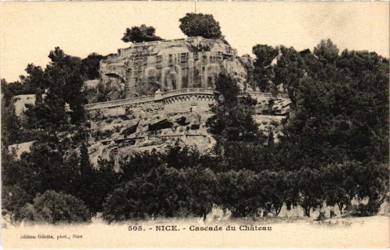 Carte postale ancienne Nice- Cascade du Chateau France