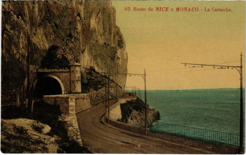 Carte postale ancienne Route de Nice a Monaco, La Corniche France