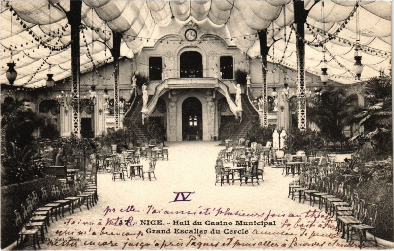 Carte postale ancienne Nice- Hall du Casino Municipal, Grand Escalier du Cercle France