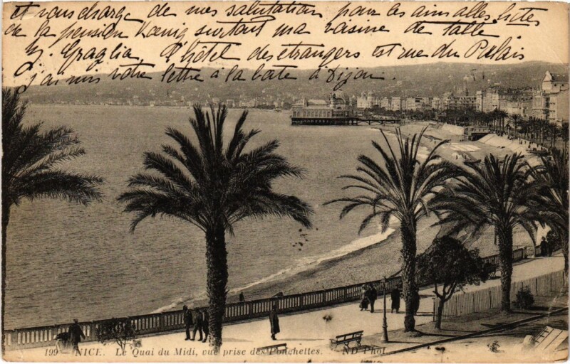 Carte postale ancienne Nice- Le Quai du Midi France