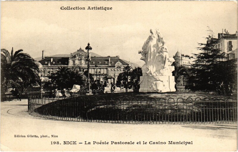 Carte postale ancienne Nice- La Posie Pastorale et le Casino Municipal France