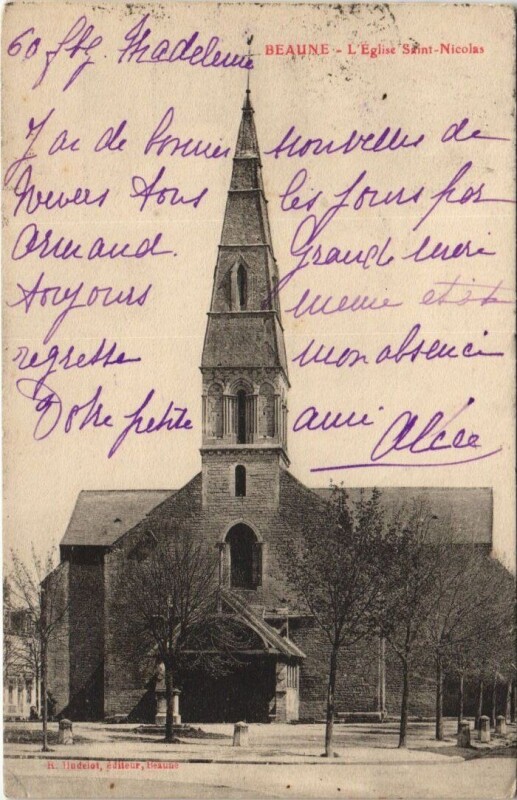 Carte postale ancienne Beaune - L'Eglise Saint-Nicolas à Beaune