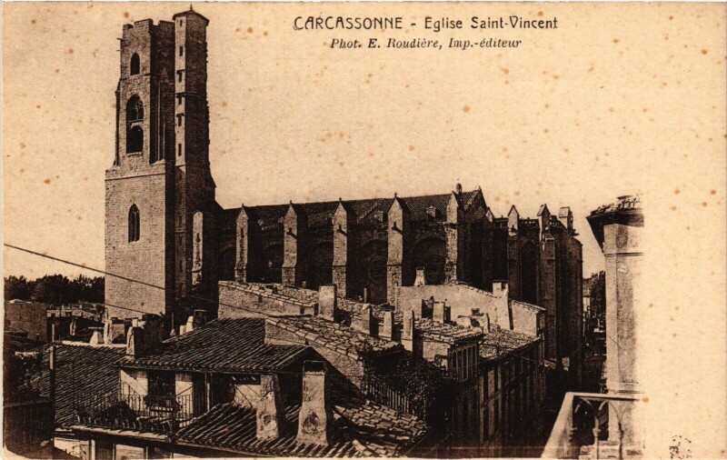Carte postale ancienne Carcassonne Eglise St.Vincent France à Carcassonne