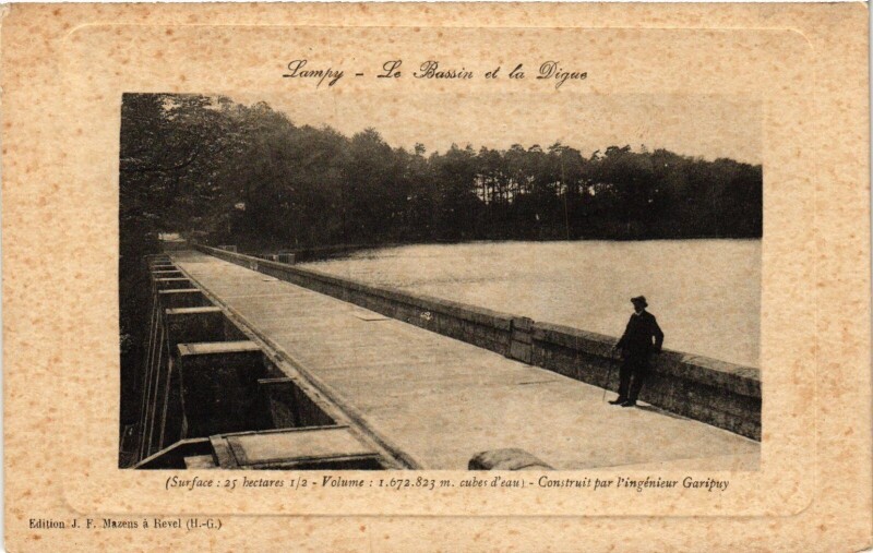 Carte postale ancienne Lampy Le Bassin et la Digue France