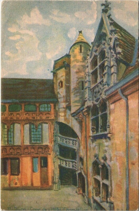 Carte postale ancienne Dijon Cour de l'Hotel Chambellan France à Dijon