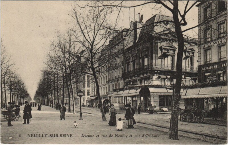Carte postale ancienne Neuilly-sur-Seine - Avenue et rue de Neuilly et rue d'Orléans à Neuilly-sur-Seine