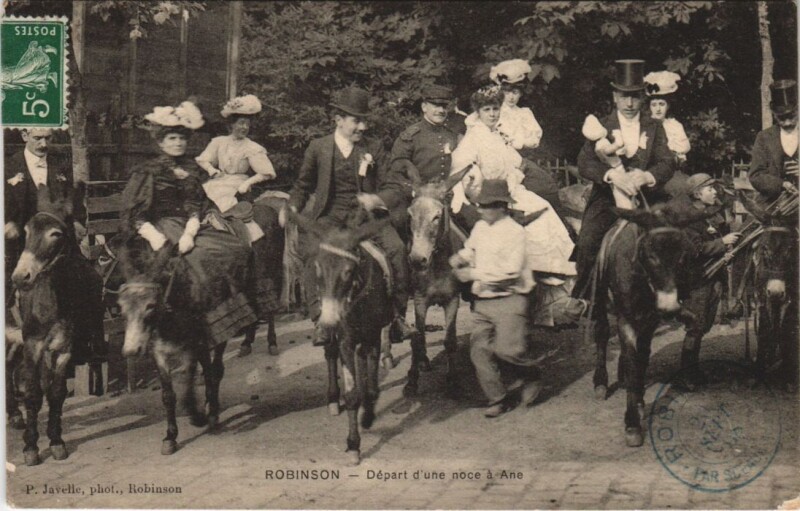 Carte postale ancienne Robinson - Départ d'une noce á Ane