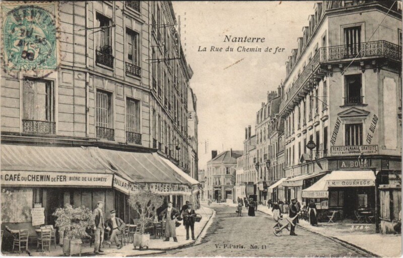 Carte postale ancienne Nanterre - La Rue du Chemin de Fer à Nanterre