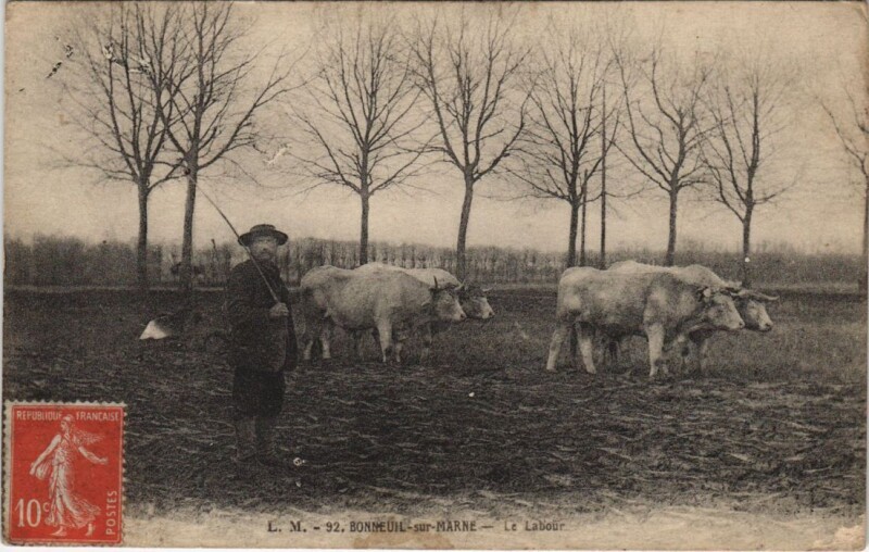 Carte postale ancienne Bonneuil-sur-Marne - Le Labour à Bonneuil-sur-Marne