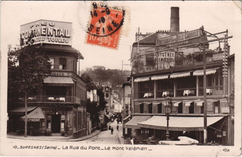 Carte postale ancienne Suresnes - La Rue du Pont Le Mont Valérien à Suresnes