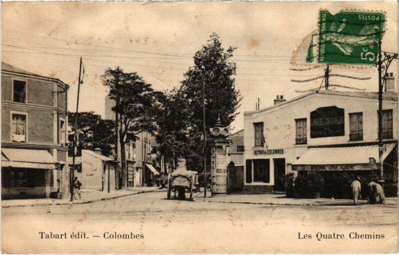 Carte postale ancienne Colombes - Les Quatre Chemins à Colombes