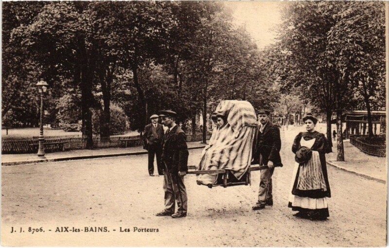 Carte postale ancienne Aix-les-Bains - Les Porteurs à Aix-les-Bains