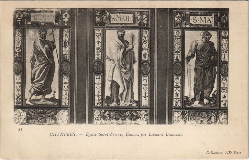 Carte postale ancienne Chartres-Eglise Saint-Pierre Emaux par Léonard Limousin à Chartres
