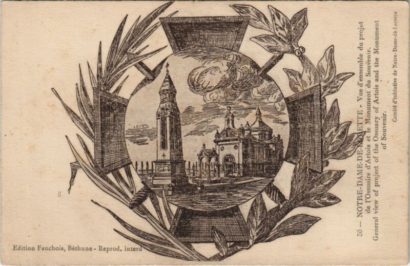 Carte postale ancienne N.-D. de Lorette-Vue d'ensemble du project de l'Ossuaire