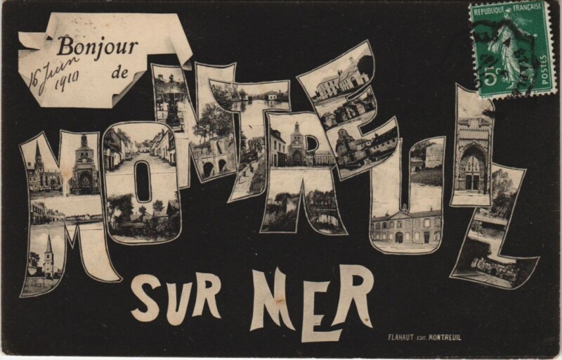 Carte postale ancienne Bonjour de Montreuil-sur-Mer à Montreuil