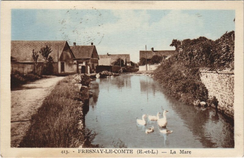 Carte postale ancienne Fresnay-le-Comte - La Mare à Fresnay-le-Comte