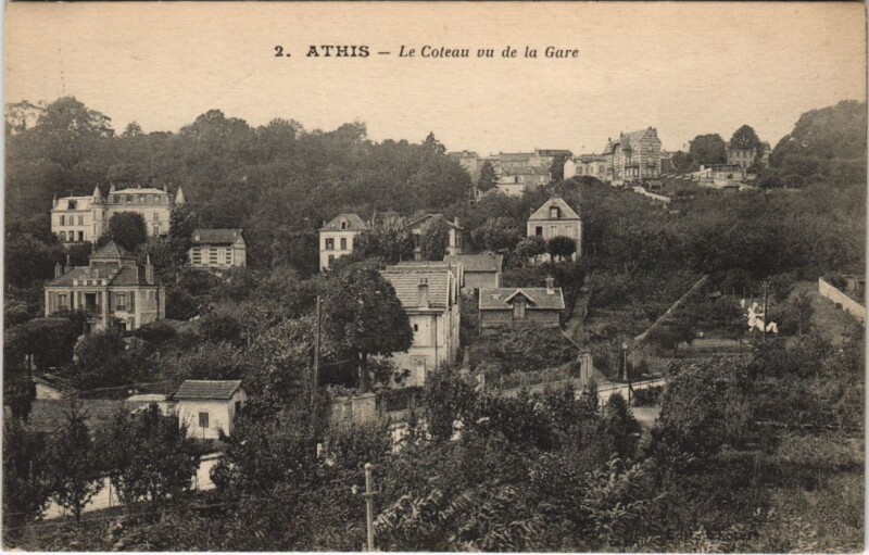 Carte postale ancienne Athis - Le Coteau vu de la Gare à Athis