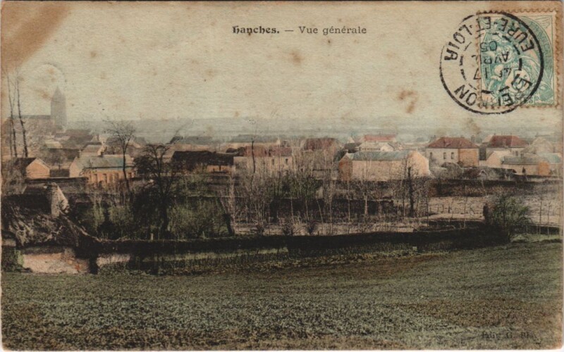 Carte postale ancienne Hanches - Vue générale à Hanches