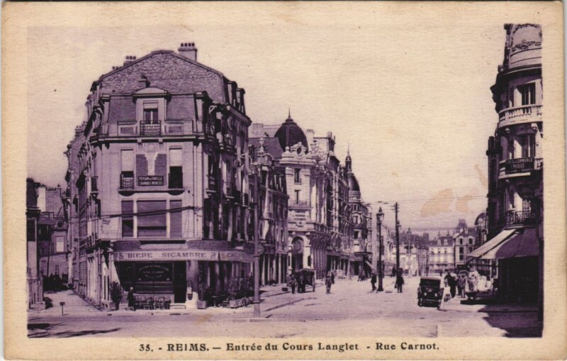 Carte postale ancienne Reims - Entrée du Cours Langlet à Reims