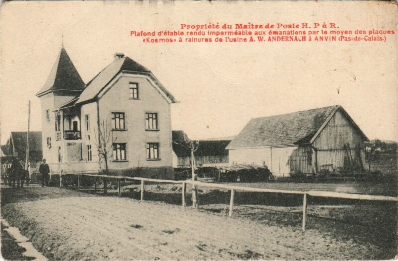 Carte postale ancienne Propriété du Maitre de Poste H. P á R. (Pas-de-Calais) !pub au dos à Calais