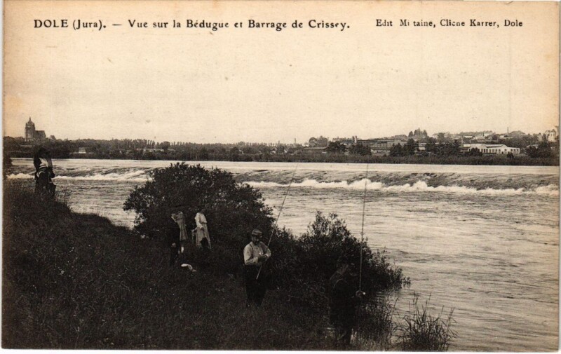 Carte postale ancienne Dole- vue sur la Bedugue et Barrage de Crissey France à Crissey