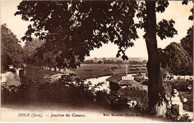 Carte postale ancienne Dole- Jonction des Canaux France