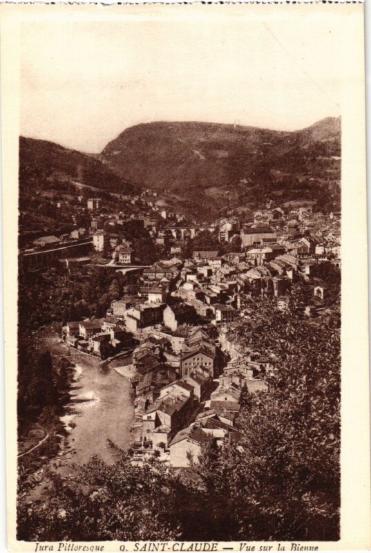 Carte postale ancienne Saint Claude- vue sur la Bienne France à Saint-Claude