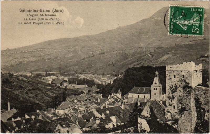 Carte postale ancienne Salins les Bains- Eglise Saint-Maurice France à Saint-Maur