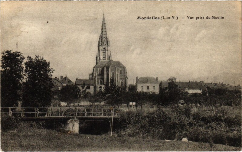 Carte postale ancienne Mordelles Vue prise du Moulin France à Mordelles