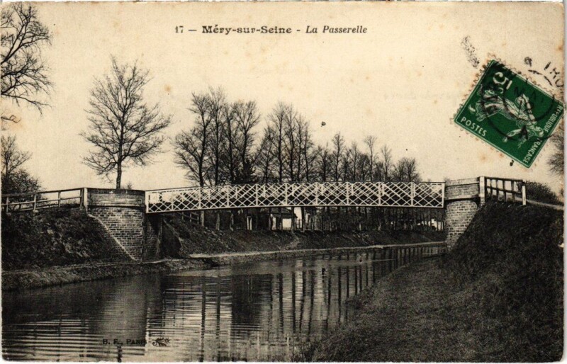 Carte postale ancienne Mery-sur-Seine - La Passerelle à Méry-sur-Seine