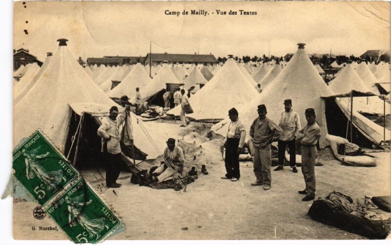 Carte postale ancienne Camp-de-Mailly - Vue des tentes