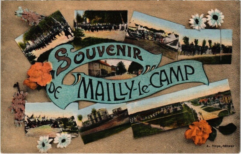 Carte postale ancienne Camp-de-Mailly - Souvenir fleur collage