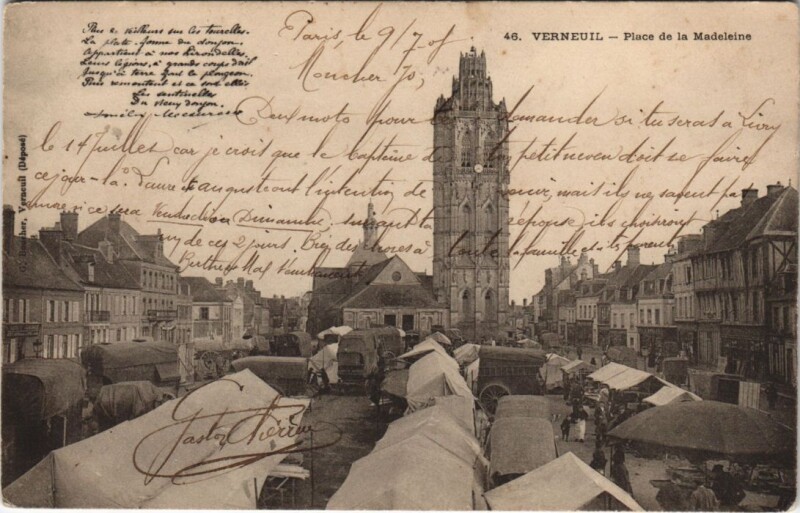 Carte postale ancienne Verneuil-Place de la Madeleine