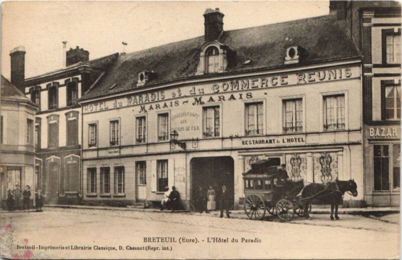 Carte postale ancienne Breteuil-L'Hotel du Paradis à Breteuil