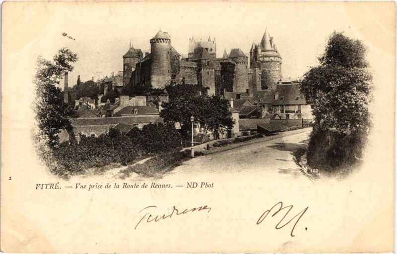 Carte postale ancienne Vitre Vue prise de la Route de Rennes France à Rennes