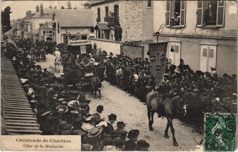 Carte postale ancienne Cavalcade de Chartres Char de la Moutarde à Chartres